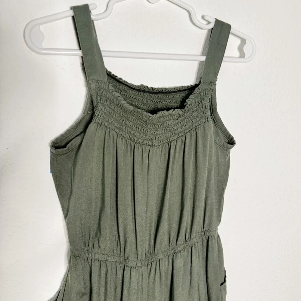Justice girls boho bohemian olive green jumpsuit romper size 6